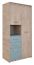 Chambre d'enfant - Armoire Koa 05, Couleur : Chêne / Bleu - Dimensions : 203 x 96 x 52 cm (H x L x P)