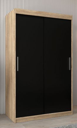 Armoire à portes coulissantes / Penderie Bisaurin 2A, Couleur : Chêne de Sonoma / Wengé - Dimensions : 200 x 120 x 62 cm ( H x L x P)