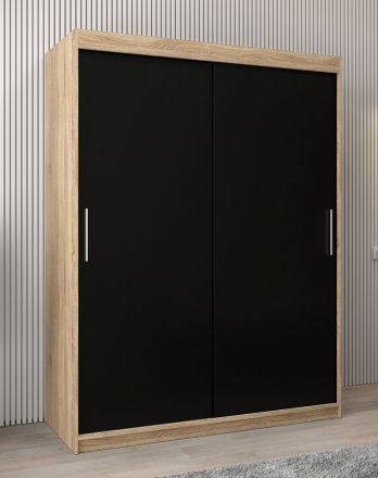 Armoire à portes coulissantes / Penderie Bisaurin 3A, Couleur : Chêne de Sonoma / Wengé - Dimensions : 200 x 150 x 62 cm ( H x L x P)