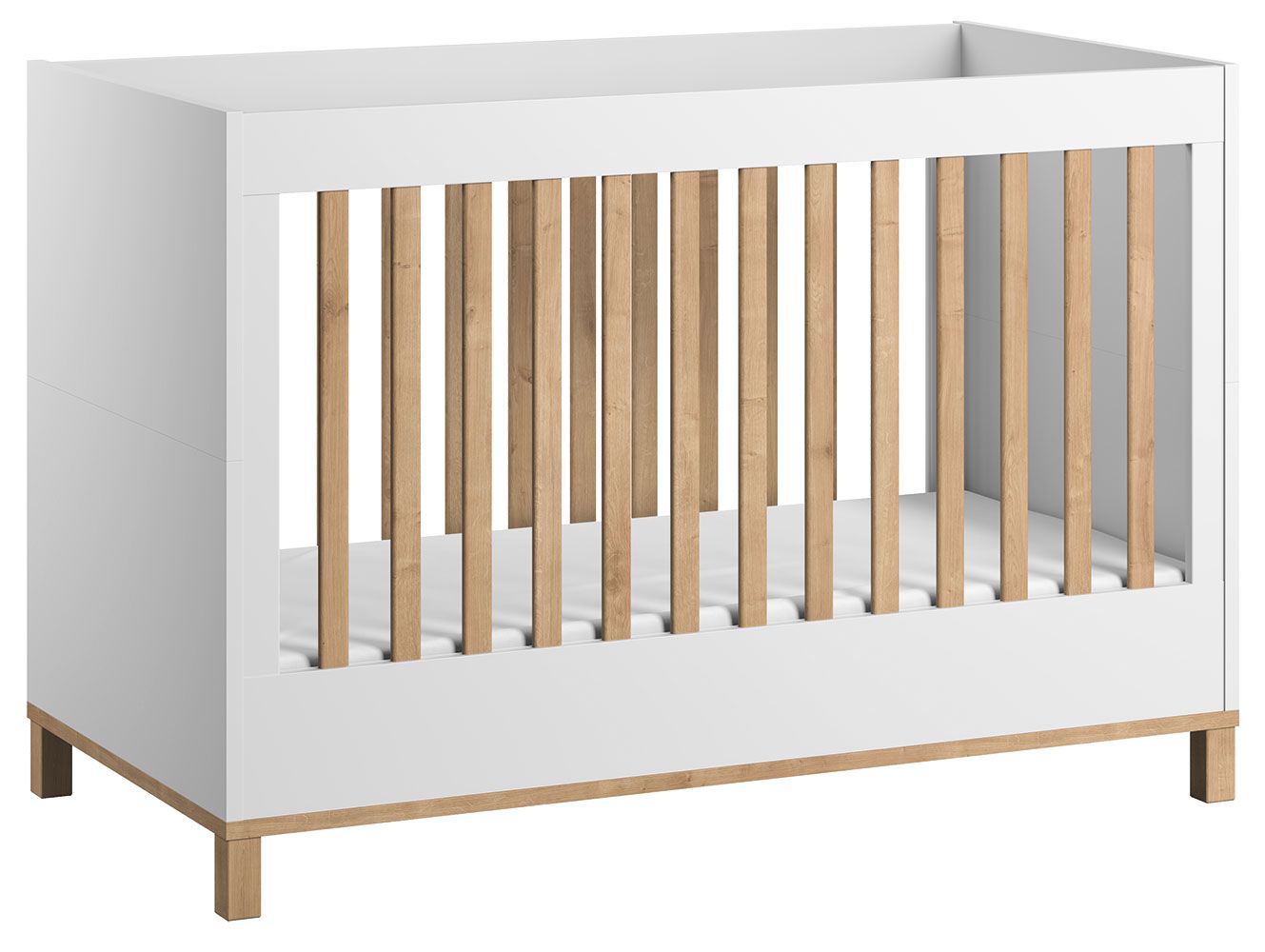 Lit enfant / lit Lijan 06, couleur : blanc / chêne - Surface d'inclinaison : 70 x 140 cm (l x L)