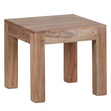 Table de salon carrée en bois massif d'acacia, Couleur : Acacia - dimensions : 40 x 45 x 45 cm (h x l x p), fabriquée à la main