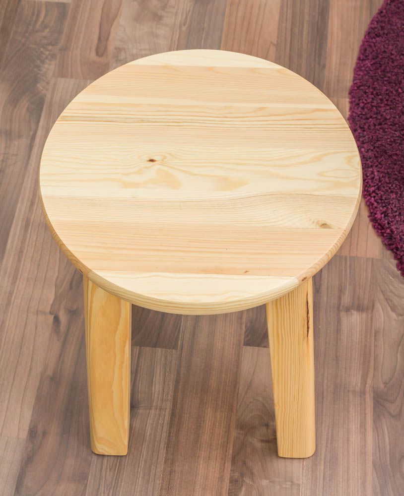 Tabouret en bois de pin massif naturel 004 - Dimensions : 45 x 35 cm (H x Ø)