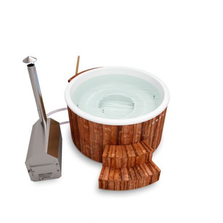 Hot Tub Gleinker en bois thermique, cuve : blanche, diamètre intérieur : 180 cm