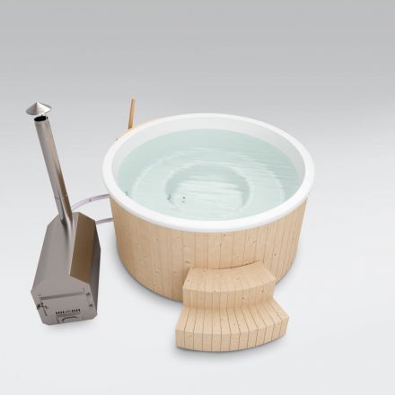 Hot Tub Gleinker en bois de sapin, cuve : blanche, diamètre intérieur : 200 cm