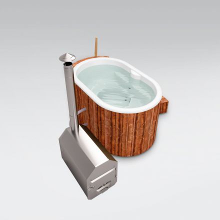 Hot Tub Laudach en bois thermique, cuve : blanche, Dimensions extérieures : 189 x 118 cm (L x l)