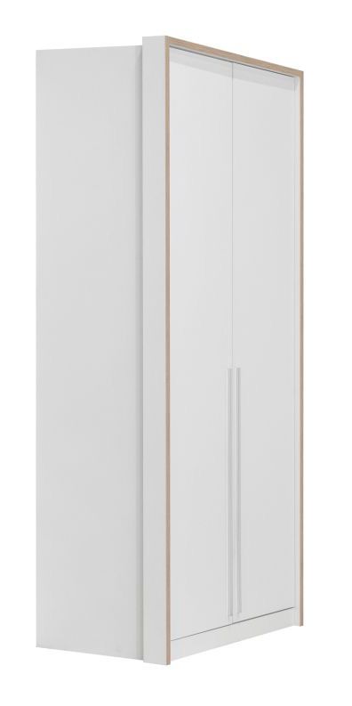 Armoire à portes battantes / Armoire Cerdanyola 03, Couleur : Chêne / Blanc - Dimensions : 216 x 100 x 56 cm (H x L x P)