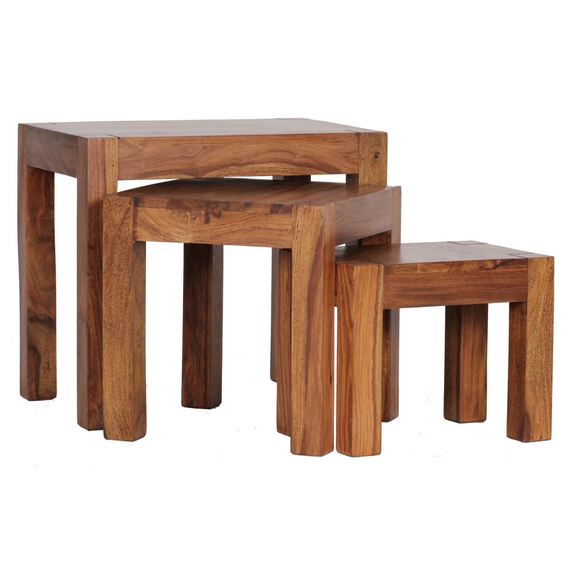 Set de 3 tables d’appoint en bois massif Sheesham Apolo 159 | Design ...