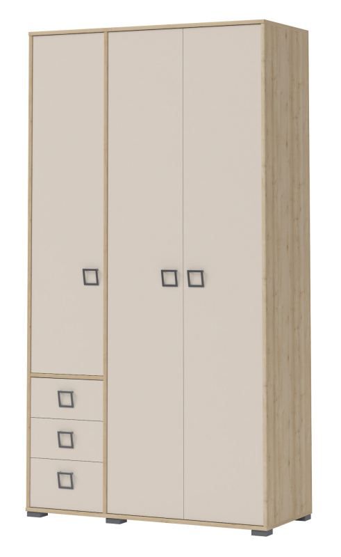 Armoire à portes battantes / armoire 19, couleur : hêtre / crème - 236 x 126 x 56 cm (h x l x p)