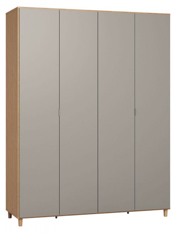 Armoire à portes battantes / armoire Nanez 15, couleur : chêne / gris - Dimensions : 239 x 185 x 57 cm (H x L x P)