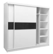 Armoire à portes coulissantes / armoire Bermeo 02, couleur : blanc / noir - 220 x 240 x 65 cm (H x L x P)