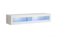 Vitrine suspendue avec éclairage LED Raudberg 37, couleur : blanc - dimensions : 30 x 160 x 29 cm (h x l x p), avec deux compartiments