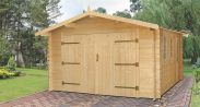 Garage en bois E19 - 44 mm Maison en madriers, Surface : 21,80 m², Toit à deux versants