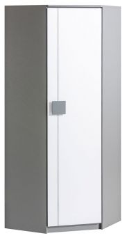 Chambre des jeunes - armoire à portes battantes / armoire Elias 07, couleur : blanc / gris - Dimensions : 187 x 71 x 71 cm (H x L x P)