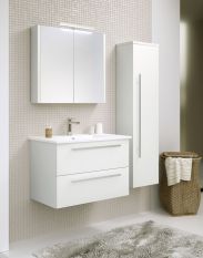 Meuble de salle de bains - Set M Bidar, 3 pièces y compris lavabo / vasque, couleur : blanc brillant