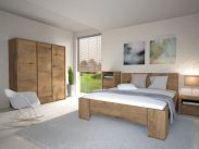 Chambre à coucher complète - Set A Selun, 4 pièces, couleur : chêne brun foncé