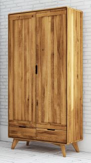 Armoire à portes battantes / armoire Timaru 19 en chêne sauvage massif huilé - Dimensions : 180 x 90 x 45 cm (H x L x P)