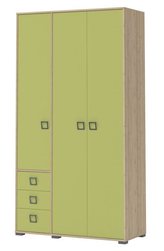 Armoire à portes battantes / armoire 19, couleur : hêtre / olive - 236 x 126 x 56 cm (h x l x p)