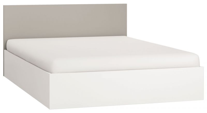 Lit double Bellaco 45 avec sommier à lattes, couleur : blanc / gris - Surface de couchage : 140 x 200 cm (l x L)