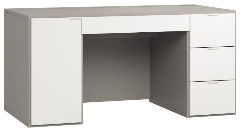 Bureau Bellaco 06, couleur : gris / blanc - Dimensions : 70 x 140 x 67 cm (H x L x P)