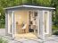 Abri de jardin G175 Gris clair avec plancher - 40 mm Maison en madriers, surface au sol : 5,74 m², Toit en toile