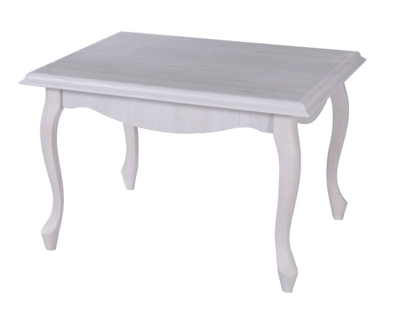 Table basse Bignona 21, Couleur : Blanc pin - 76 x 76 x 55 cm (L x P x H)
