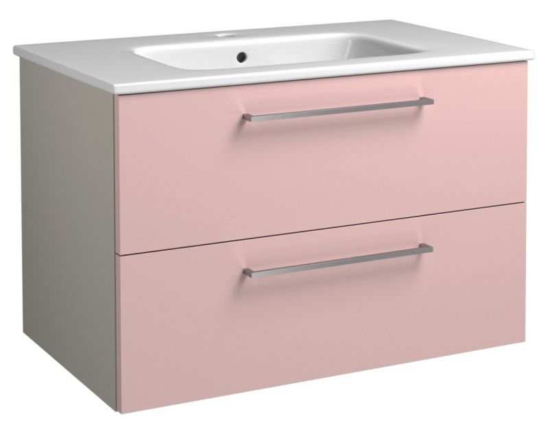 Meuble lavabo Noida 15, couleur : beige / rose - 50 x 76 x 46 cm (h x l x p)