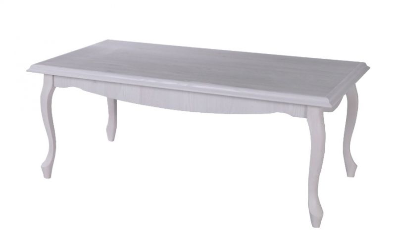 Table basse Bignona 20, Couleur : Blanc pin - 116 x 75 x 55 cm (L x P x H)
