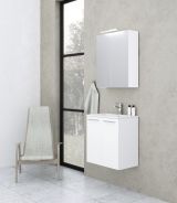 Meuble de salle de bains - Set F Thane, 2 pièces y compris lavabo / vasque, couleur : blanc brillant