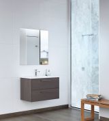 Meubles de salle de bains - Set E Salem, 2 pièces y compris lavabo / évier, couleur : chêne gris foncé