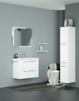 Meuble de salle de bains - Set S Thane, 3 pièces y compris lavabo / vasque, couleur : blanc brillant