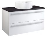 Meuble sous-lavabo Bidar 57, couleur : blanc brillant / chêne noir - 53 x 90 x 45 cm (H x L x P)