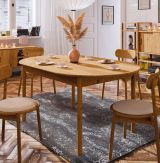 Table de salle à manger à ralonge Wellsford 55, chêne sauvage massif huilé - Dimensions : 160-205 x 90 cm (l x p)