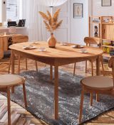 Table de salle à manger à ralonge Wellsford 55, en bois de hêtre massif huilé - Dimensions : 200-290 x 90 cm (l x p)