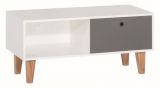 Chambre d'adolescents - Meuble bas de télévision Syrina 10, couleur : blanc / gris - Dimensions : 47 x 103 x 45 cm (H x L x P)