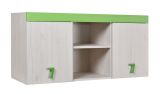 Chambre d'enfant - placard Luis 15, couleur : chêne blanc / vert - 58 x 120 x 42 cm (H x L x P)