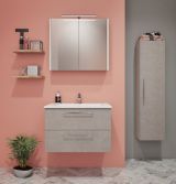 Meuble de salle de bains - Set B Noida, 3 pièces, y compris lavabo / évier, couleur : beige / gris