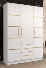 Armoire moderne avec beaucoup d'espace de rangement Similaun 31, Couleur : Blanc mat - Dimensions : 202 x 153 x 40 cm (h x l x p), avec 10 compartiments et deux tiroirs