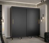 Armoire à portes coulissantes avec deux barres de penderie Jotunheimen 10, couleur : noir - Dimensions : 208 x 200,5 x 62 cm (H x L x P)
