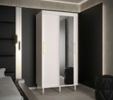 Armoire classique avec une porte miroir Jotunheimen 13, couleur : blanc - dimensions : 208 x 100,5 x 62 cm (h x l x p)