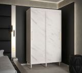 Armoire moderne avec aspect marbre Jotunheimen 39, couleur : blanc - dimensions : 208 x 120,5 x 62 cm (h x l x p)