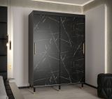 Armoire à portes coulissantes avec deux barres de penderie Jotunheimen 42, couleur : noir - Dimensions : 208 x 150,5 x 62 cm (H x L x P)