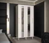 Armoire simple avec deux bandes de miroir Jotunheimen 193, couleur : blanc - dimensions : 208 x 100,5 x 62 cm (h x l x p)