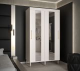 Elégante armoire avec deux bandes de miroir Jotunheimen 195, couleur : blanc - dimensions : 208 x 120,5 x 62 cm (h x l x p)