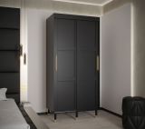 Armoire à portes coulissantes avec deux barres de penderie Jotunheimen 62, couleur : noir - Dimensions : 208 x 100,5 x 62 cm (H x L x P)