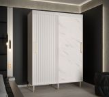 Armoire avec optique marbre Jotunheimen 161, couleur : blanc - dimensions : 208 x 150,5 x 62 cm (h x l x p)