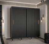 Noble armoire à portes coulissantes avec grand espace de rangement Jotunheimen 142, Couleur : Noir - Dimensions : 208 x 200,5 x 62 cm (H x L x P)