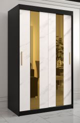 Armoire de style moderne Hochfeiler 06, Couleur : Noir / Marbre blanc - Dimensions : 200 x 120 x 62 cm (h x l x p), avec cinq casiers et deux tringles à vêtements
