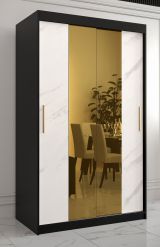 Armoire élégante avec optique marbre Hochfeiler 30, Couleur : Noir / Marbre blanc - Dimensions : 200 x 120 x 62 cm (h x l x p), avec cinq casiers