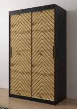 Armoire au design raffiné Mulhacen 47, Couleur : Noir mat / Chêne artisan - Dimensions : 200 x 120 x 62 cm (h x l x p), avec 5 compartiments