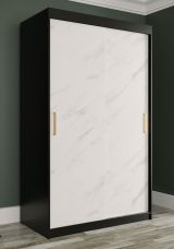 Armoire avec motif moderne en marbre Ätna 30, Couleur : Noir mat / Marbre blanc - Dimensions : 200 x 120 x 62 cm (h x l x p), avec grand espace de rangement